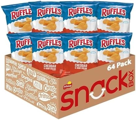 Ruffles Cheddar & Sour Cream Flavored Potato Chips, 1.5 Ounce (Pack of 64)