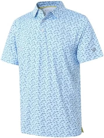 Golf Shirts for Men Dry Fit Short Sleeve Print Performance Moisture Wicking Polo Shirt Animal Print