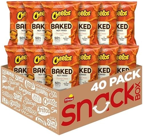 Frito-Lay Baked Cheetos Crunchy Cheese Snacks, 0.875 oz Bags, (40 Pack)
