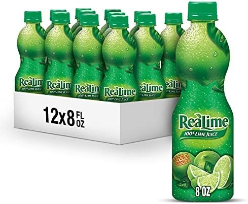 ReaLime 100% Lime Juice, 8 fl oz bottle (Pack of 12), Made with Lime Juice from Concentrate, Gluten-Free, Sodium Free, Perfect Mixer to add to Cocktails and Marinades