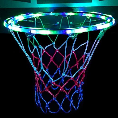 SCOTEEP LED Basketball Hoop Lights, 18ft LED Basketball Rim Light for Basketball Lovers Waterproof 8 Modes Multicolor for Playing at Night Outdoors