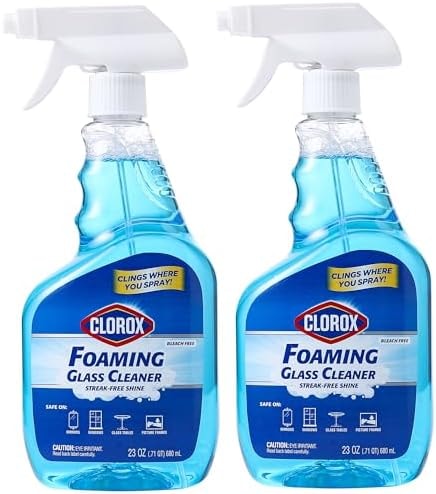 Clorox Foaming Glass Cleaner Trigger Spray, Fresh Scent, 23 Oz, 2-Pack