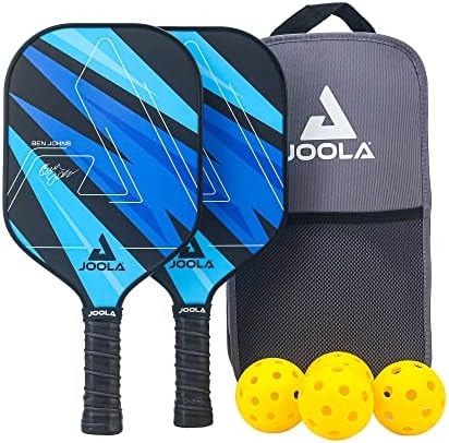 JOOLA Ben Johns Pickleball Set - Made with Reinforced Fiberglass and Honeycomb Polypropylene - Includes 2 Paddles, 4 Balls, and JOOLA Pickleball Bag