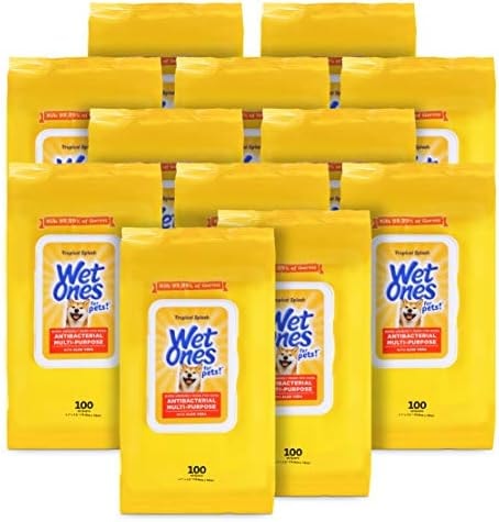 Wet Ones, Antibacterial Dog Wipes, Pet Wipes, Aloe Vera, 100 Count, 12 Pk