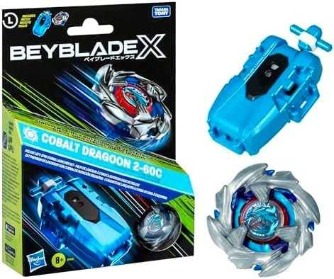 Beyblade X Cobalt Dragoon 2-60C Deluxe Left-Spin String Launcher Set with Attack Type Top Left-Spinning Top Toy; Great Gift for 8 Year Old Boys and Girls