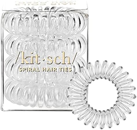 Kitsch Spiral Hair Ties for Women - Durable Hair Accessories - Clear, 4pcs