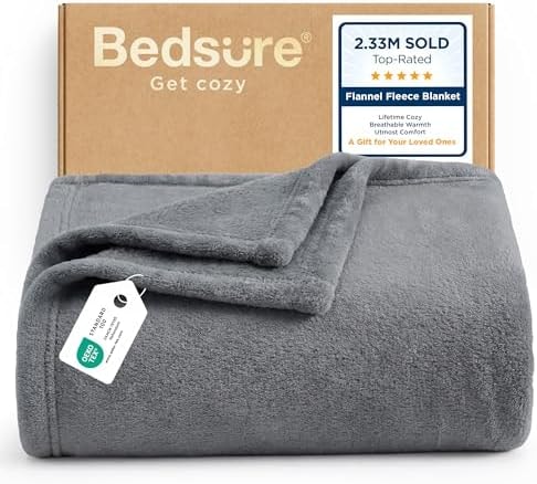 Bedsure Soft Fleece Throw Blanket for Couch Grey - Lightweight Fuzzy Cozy Halloween Decorations Blankets and Throws for Sofa, Couch, Travel, Camping, 50x60 inches