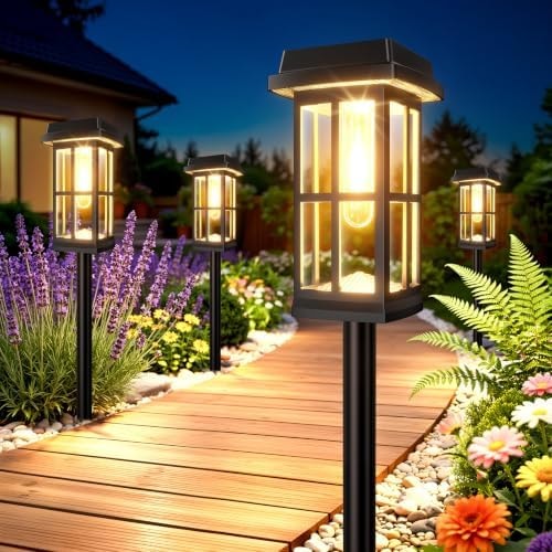 Ahaorigin 12 Pack Solar Pathway Lights Outdoor, 2 Lighting Modes Waterproof Solar Lights Outdoor, Brighter Up to 15Hrs Outdoor Path Lights for Yard Walkway Driveway Sidewalk Garden