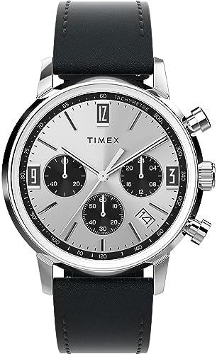 Timex Men's Marlin 40mm Watch - Black Strap Silver-Tone Dial Stainless Steel Case
