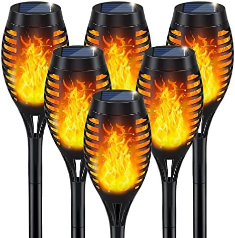 IkeeRuic Solar Torch Light with Flickering Flame for Halloween Decorations