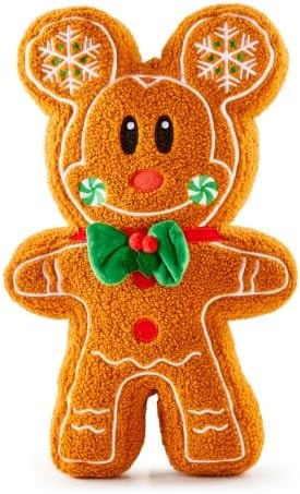 Disney Mickey Mouse Gingerbread Holiday Shaped Pillow, 16 Inch, Brown