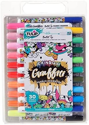 Tulip Graffiti Fabric Markers, 30 Pack - Bullet Tip, Rainbow