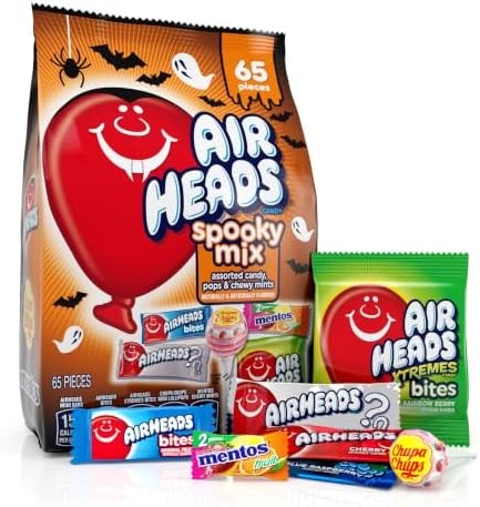 Airheads, Mentos, Chupa Chups Halloween Spooky Candy Mix, 65 Count Bag