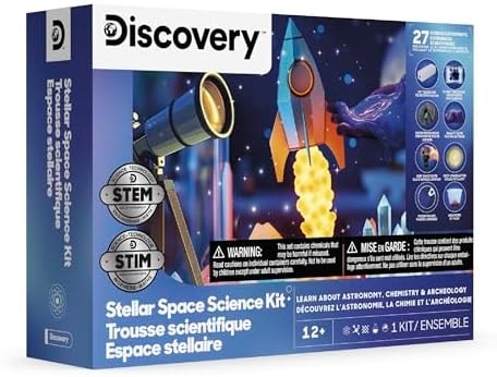 Discovery Stellar Space Science Kit for Kids| 30 Science Experiments| Build a Telescope, Galaxy Slime, Grow Moon Rocks| STEM Astronomy Chemistry Activity Set| Educational Learning Toy| Gift Ages 8+