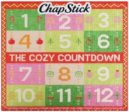 ChapStick Advent Calendar 2025 – Cozy Countdown to Christmas, Variety 12-Pack Lip Balm Gift Set, Holiday Gifts for Women, Men, Teens, Coworkers, Grandpa & Grandma, 0.15 Oz Each
