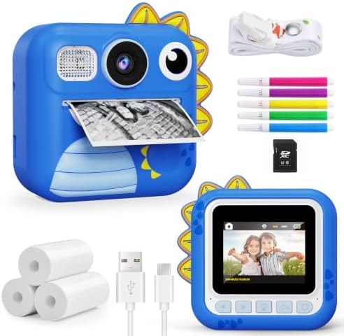 KOKODI Kids Camera Instant Print, Toddler Cameras Christmas Birthday Gifts for Boys Age 3-12, Digital Video Instant Printer Camera for Kids, Toys for Ages 5-7 Boys (Blue)