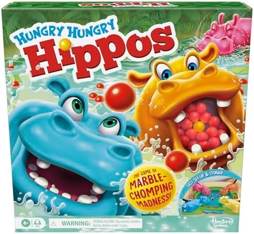 Hasbro Gaming Hungry Hungry Hippos Game for Preschoolers | Instant Marble Relaunch, Easy Set-Up & Storage| Ages 4 and Up | 2 to 4 Players | Kids Games