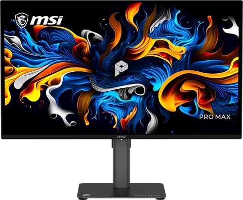 MSI PRO MAX 271QPX14G 27" 2560x1440 QD OLED Monitor,144Hz,DisplayHDR,AMD FreeSync/G-SYNC Compatible,HDMI,Display Port,△E< 2,Mac Optimization Software,PANTONE Validated,Height Adjustable,Speaker, Black