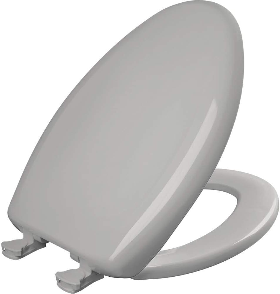 Bemis Classic Colors Slow Close Toilet Seat, Easy Clean Hinges and Durable Plastic Seat, Made in USA, Elongated, Silver