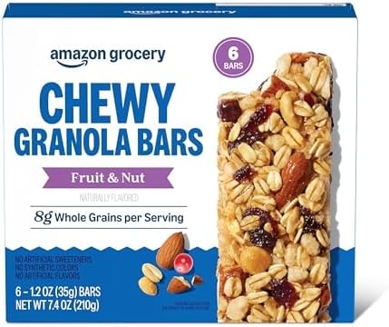 Amazon Grocery, Fruit & Nut Chewy Granola Bars, 7.4 Oz, 6 Ct