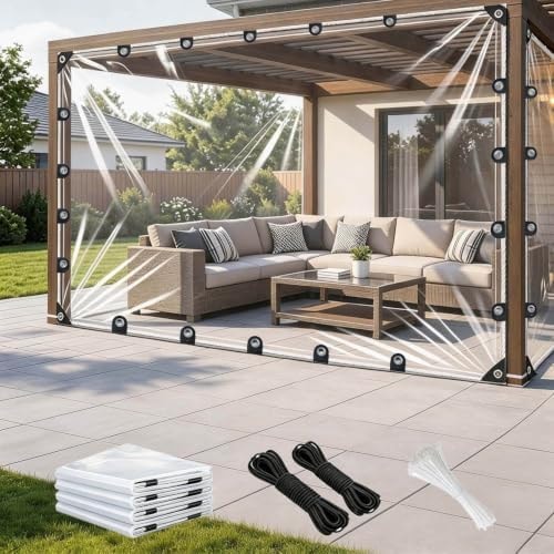 Clear Tarp Heavy Duty Waterproof 14 Mil with Metal Grommets, 4×6ft