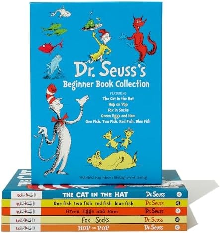 Dr. Seuss's Beginner Book Boxed Set Collection: The Cat in the Hat; One Fish Two Fish Red Fish Blue Fish; Green Eggs and Ham; Hop on Pop; Fox in Socks