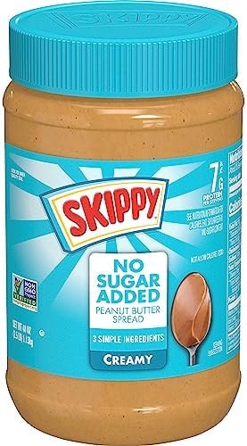 SKIPPY Creamy Peanut Butter No Sugar Added, Plant Based Protein, 40oz x1