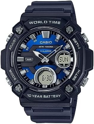 Casio 10 Year Battery World Time Countdown Timer Analog-Digital Watch (Model: AEQ-120W-2AV)