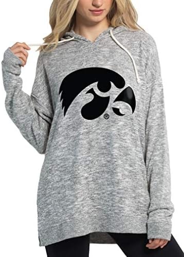 chicka-d NCAA Iowa Hawkeyes Womens Cozy Fleece Tunic, Heather Grey, Small