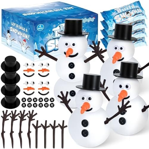 4 Pack Christmas Crafts, Air Dry Clay Snowman Kit for Winter Event Games