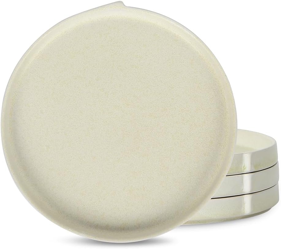 Stone Lain Bao 4-Piece Salad Plate Set Stoneware, Beige