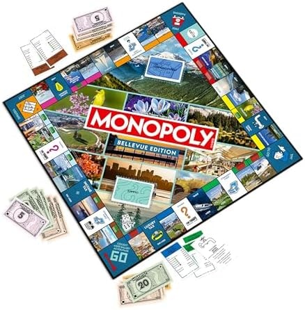 Monopoly Board Game – Bellevue, WA Edition: 2-6 Players Family Board Games for Kids and Adults, Board Games for Kids 8 and Up, Great for Game Night
