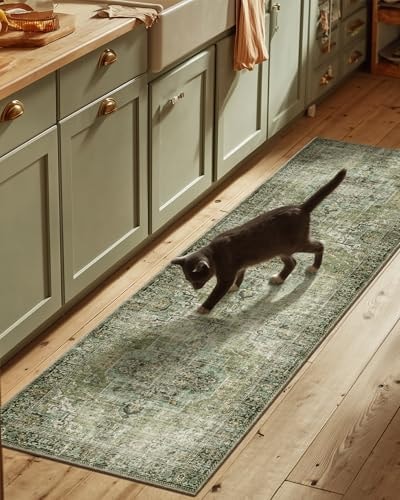 Machine Washable Kitchen Runner Rug: 2'6"x8' Hallway Rug Non Slip Low-Pile Stain Resistant Soft Carpet Runners for Entryway Hallways Kitchen Laundry Room Beside Farmhouse