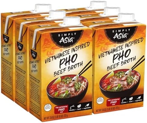 Simply Asia Vietnamese Inspired Pho Beef Broth, 26 fl oz (Pack of 6)