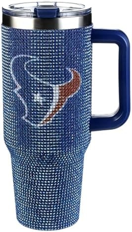 The Memory Company Officially Licensed 40oz TC Bling Game Day Tumbler with Vintage Logo, Houston Texans