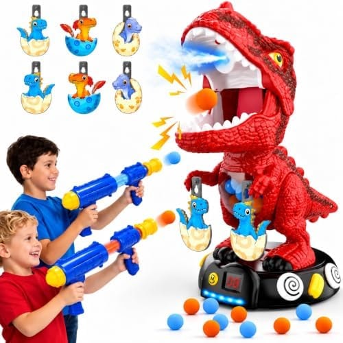 EagleStone Moving Dinosaur Shootings Toy for Kids with Mist Spray LED Score