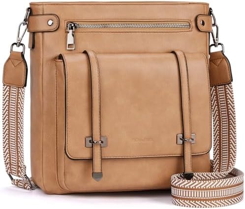 Roulens Crossbody Bags for Women,Multi Pocket Crossbody Purses Vegan Leather Shoulder Handbags Travel Purse Adjustable Strap
