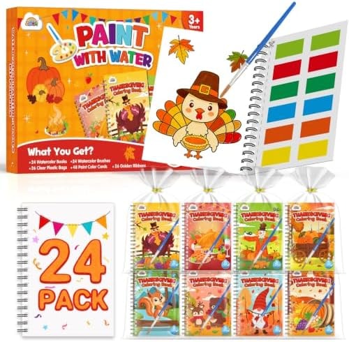 ZMLM 24 Pack Thanksgiving Coloring Books - Party Favors for Kids 4-8