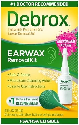Debrox Ear Wax Removal Kit, Bulb Syringe & 0.5 Fl Oz Removal Ear Drops