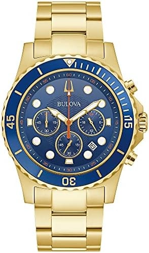 Bulova Men's Classic Sport 6-Hand Chronograph Quartz Watch, Calendar Date, Luminous Hands and Markers, 100M Water Resistant, 44mm