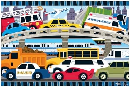 Melissa & Doug Traffic Jam Jumbo Floor Puzzle (24 Pieces, 2 x 3 Feet), Vehicle-Themed Jigsaw Puzzle for Preschoolers and Kids Ages 3+ - FSC Certified