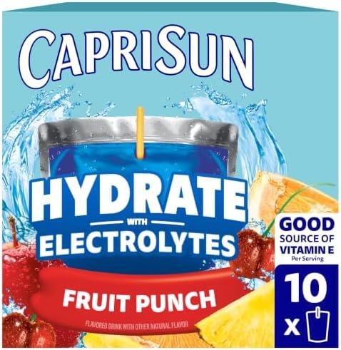 Capri Sun Hydrate Electrolytes Drink, 10 Pouches, Fruit Punch, 6 oz