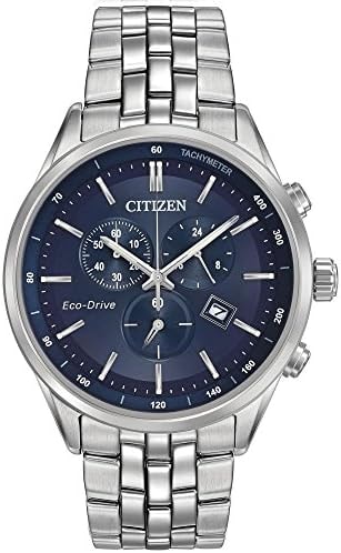 Citizen Men's Classic Corso Eco-Drive Watch, Chronograph, 12/24 Hour Time, Date, Sapphire Crystal, Stainless/ Blue Dial