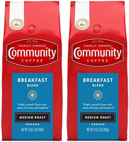 Community Coffee Breakfast Blend Ground Coffee, Medium Roast, 32 Ounce (Pack of 2)