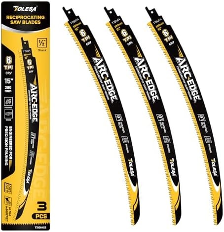 TOLESA Arc Edge Reciprocating Saw Blades, 15" 6TPI for Pruning, 3-Pack