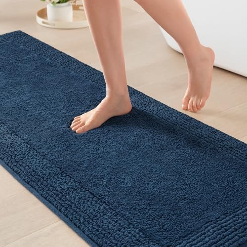 Madison Park Splendor Reversible 100% Cotton Bath Runner, 24 x 72, Navy