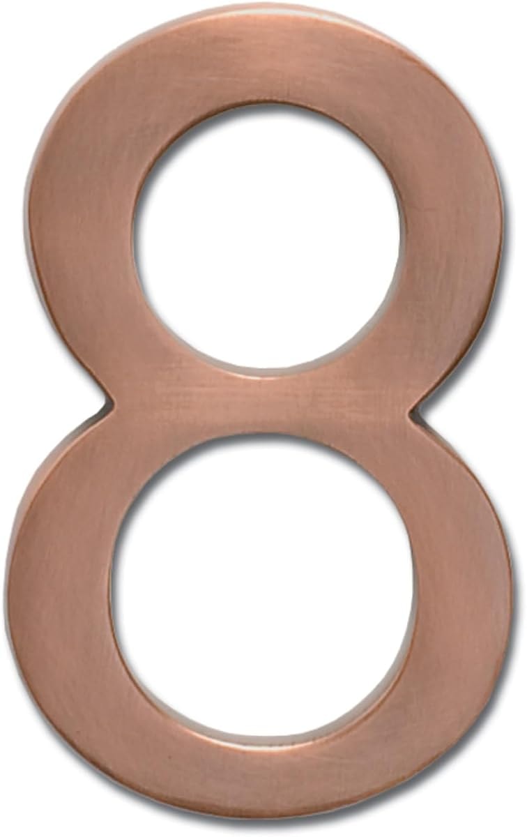 Architectural Mailboxes 3585AC-8 Brass 5-Inch Floating House Number 8, Antique Copper