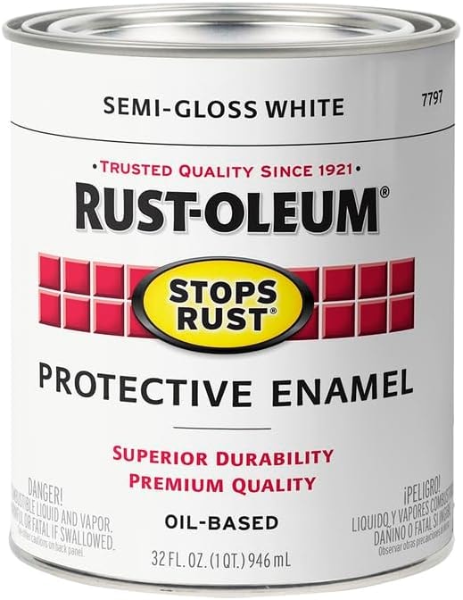 Rust-Oleum Stops Rust Brush On Protective Enamel Paint, Semi-Gloss White