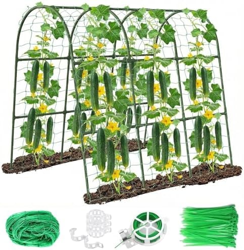 47"x47"x22" U-Shape Cucumber Trellis, Metal Plant Support with Net
