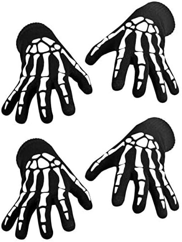 CROSSFINGERS Skeleton Gloves Glow in the Dark Touchscreen Warm 2 Pairs